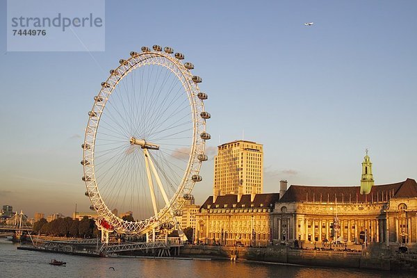 Blick über die Themse auf das Millenium Wheel  London  Großbritannien