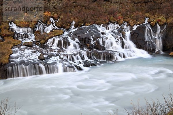 Wasserfälle Hraunfossar des Flusses Hvita  Island