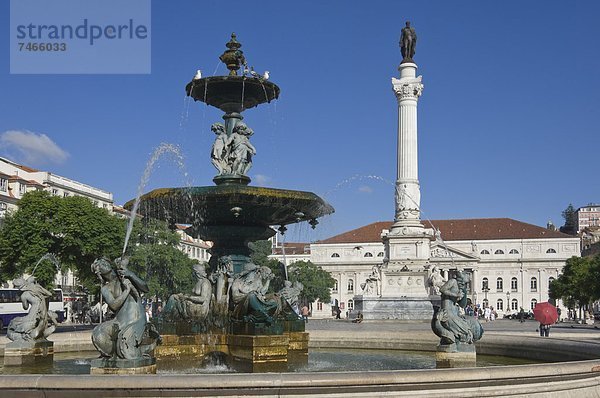 Lissabon  Hauptstadt  Springbrunnen  Brunnen  Fontäne  Fontänen  Europa  Infusion  Monument  Zierbrunnen  Brunnen  Portugal