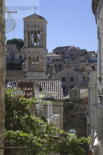 Dach  Mittelalter  Europa  über  Großstadt  Turm  Kathedrale  Ansicht  Glocke  Kroatien  Dalmatien  Hvar