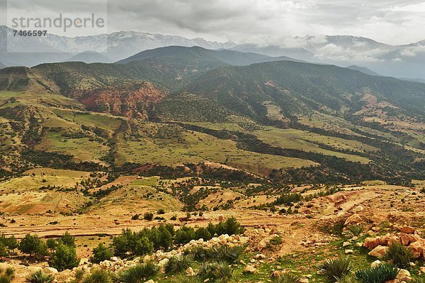 Nordafrika  Berg  Tal  Ansicht  Afrika  Marokko