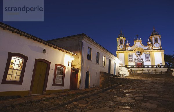Gebäude Kirche Brasilien Abenddämmerung Minas Gerais Südamerika Tiradentes