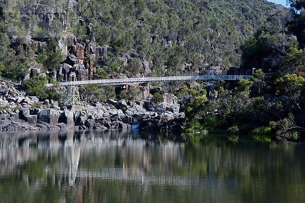 über  Brücke  Pazifischer Ozean  Pazifik  Stiller Ozean  Großer Ozean  Schlucht  hängen  Australien  Tasmanien