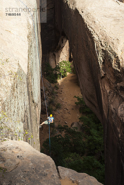 Vereinigte Staaten von Amerika  USA  folgen  Seil  Tau  hängen  Tourist  Nordamerika  Zimmer  Slickrock Trail  Canyoning  Moab  Utah