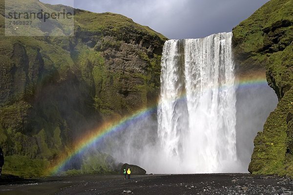 Sonnenstrahl  Sommer  Wasserfall  Island  Regenbogen