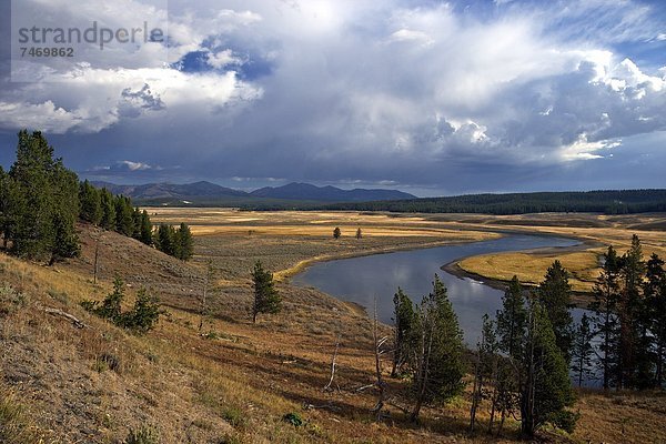 Vereinigte Staaten von Amerika  USA  Tal  Fluss  Nordamerika  Ansicht  Yellowstone Nationalpark  UNESCO-Welterbe  Wyoming