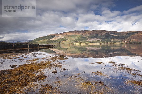 Europa  Ländliches Motiv  ländliche Motive  Großbritannien  Hügel  Spiegelung  umgeben  See  Argyll and Bute  Schottland