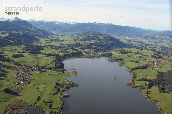 Luftaufnahme  der Niedersonthofener See im Oberallgäu  Allgäu  Bayern  Deutschland  Europa