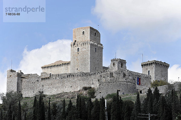 Burg Rocca Maggiore in Assisi  Umbrien  Italien  Europa