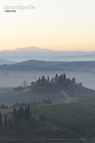 Europa Italien UNESCO-Welterbe Morgenstimmung Provinz Siena