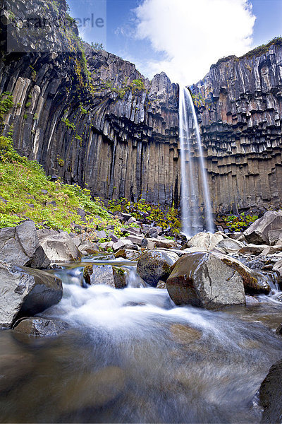 Wasserfall Svartifoss  Skaftafell  Südisland  Island  Europa