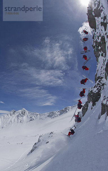 Österreich  Tirol  Mehrfachbelichtung Skimann