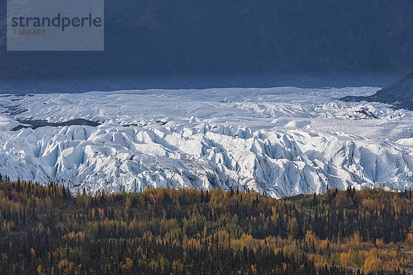 USA  Alaska  Blick auf Chugach Mountains  Matanuska Glacier und Matanuska River im Herbst