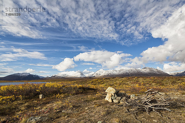 USA  Alaska  Landschaft am Denali Highway im Herbst mit Alaska Range