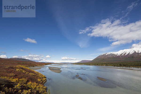 USA  Alaska  Blick auf Susitna River und Landschaft im Herbst