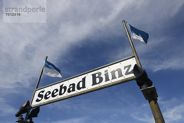 'Schild ''Seebad Binz''  Seebrücke'