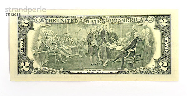 2-Dollar Schein  Banknote  Rückseite