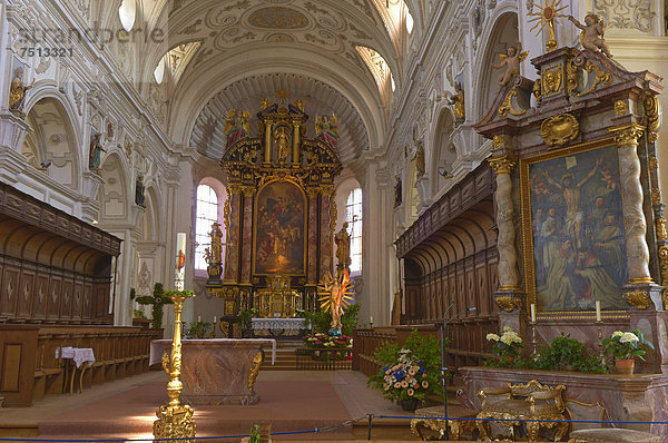 Innenansicht  Stiftskirche St. Johannes Baptist  Steingaden  Oberbayern  Bayern  Deutschland  Europa