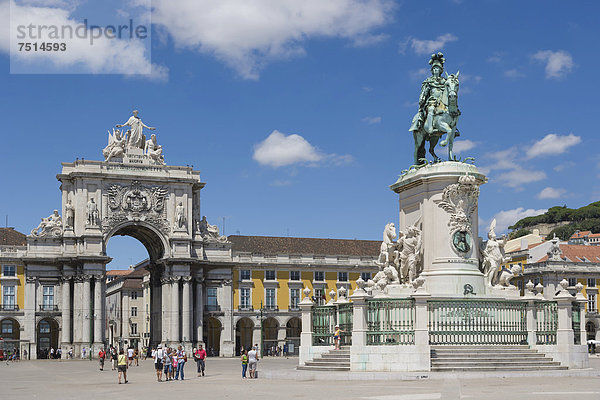 Lissabon Hauptstadt Europa Statue König - Monarchie Arco Augusta Portugal Praca Do Comercio