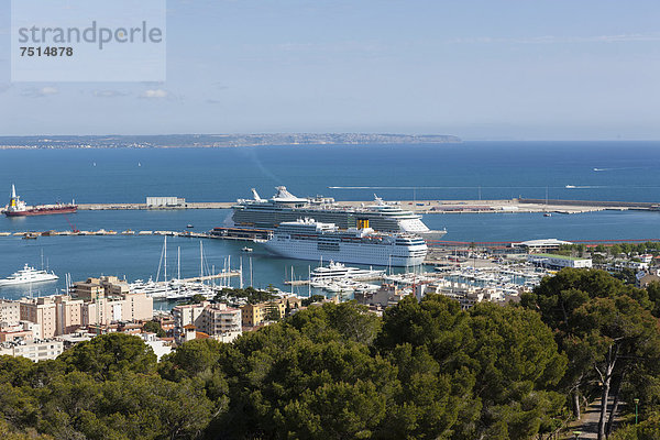 Hafen Europa Palast Schloß Schlösser Ansicht Palma de Mallorca Balearen Balearische Inseln Mallorca Spanien