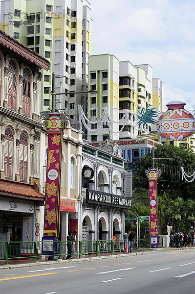 Gebäude Fernverkehrsstraße Indianer vorwärts Asien Ortsteil Singapur Little India