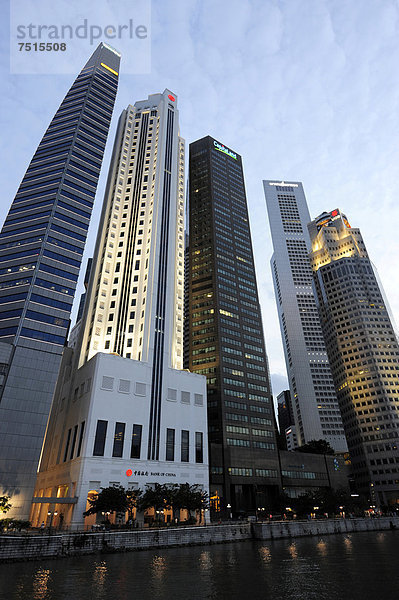 Wolkenkratzer am Singapore River  Bankenviertel  Central Area  Central Business District  Singapur  Singapore  Asien
