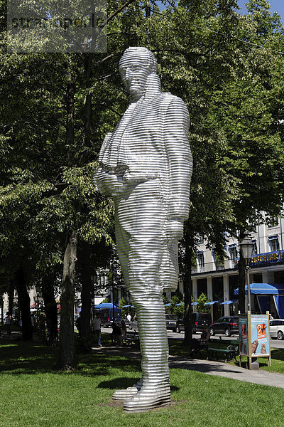 Aluminiumstandbild Maximilian von Montgelas  Promenadenplatz  München  Bayern  Deutschland  Europa
