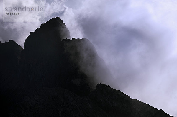 Berggipfel in Wolken  Warth  Vorarlberg  Österreich  Europa