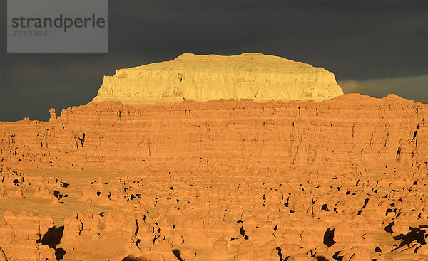 Gewittersturm  erodierte Hoodoos und Felsformationen aus Entrada-Sandstein  Goblins  Goblin Valley State Park  San Rafael Reef Wüste  Utah  Südwesten  Vereinigte Staaten von Amerika