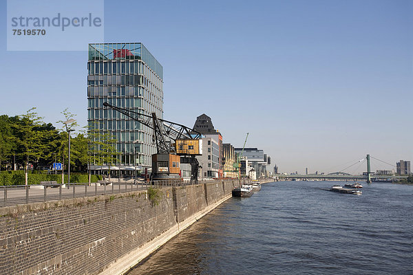 Kranich Hafen Europa Gebäude Rückansicht Köln Turmkran Deutschland Nordrhein-Westfalen Nordrhein-Westfalen