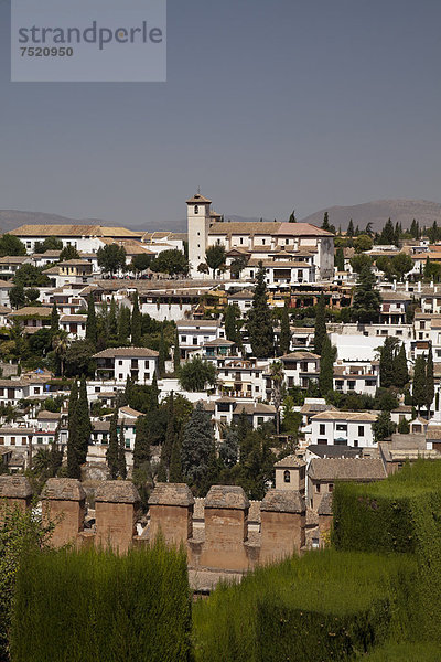 Europa Ansicht UNESCO-Welterbe Alhambra Andalusien Ortsteil Granada Spanien