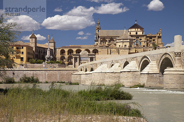Die römische Brücke und die Moschee Kathedrale Mezquita  Cordoba  Andalusien  Spanien  Europa  ÖffentlicherGrund