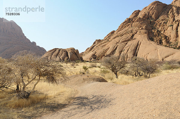 Savannenlandschaft mit Granitfelsen  Spitzkoppe und Pontok-Berge