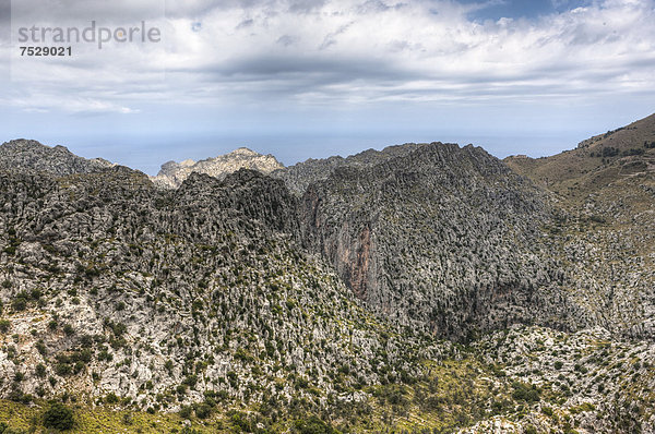 Blick auf das Tramuntana-Gebirge  Mallorca  Balearen  Spanien  Europa