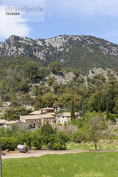 Blick auf die Ortschaft Orient  Urbanisation Alaro  Mallorca  Balearen  Spanien  Europa