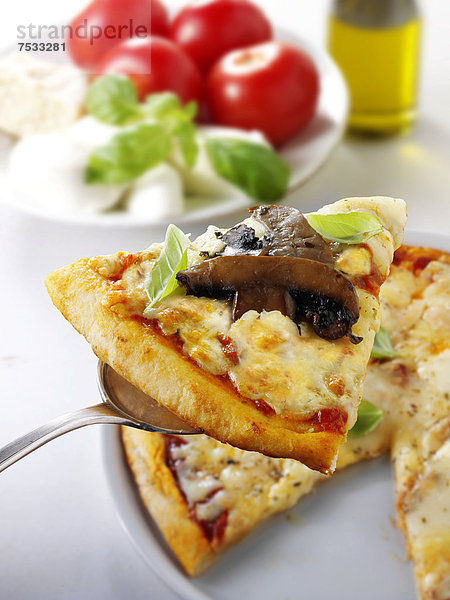 Italienisches Pizzastück mit Pilzen und Käse