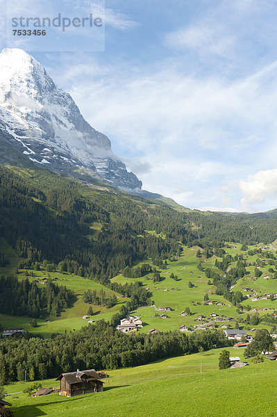 Europa Alpen bedecken Eiger Norden Berner Oberland Grindelwald Schnee Schweiz Kanton Bern