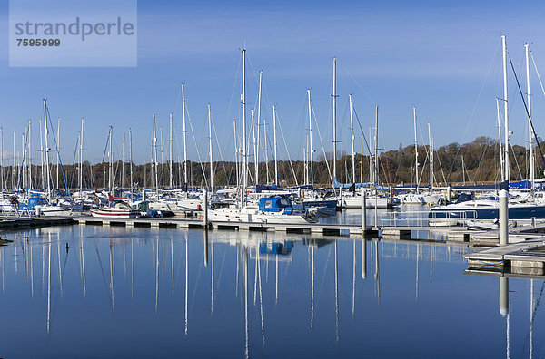 Yachten festgemacht in einem Yachthafen am Fluss Hamble  Lower Swanwick  England  Großbritannien  Europa