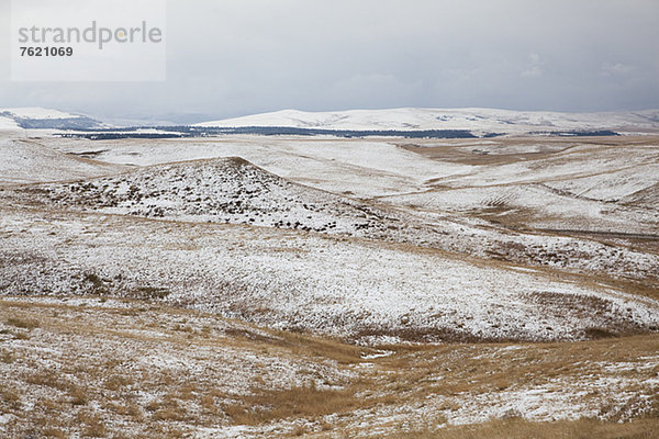 Rollende Hügel in verschneiter Landschaft