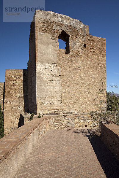 Turm der Festung Alcazaba  M·laga  Andalusien  Spanien  Europa