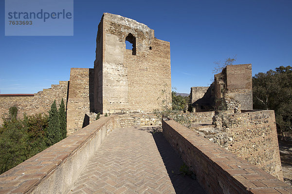 Turm der Festung Alcazaba  M·laga  Andalusien  Spanien  Europa