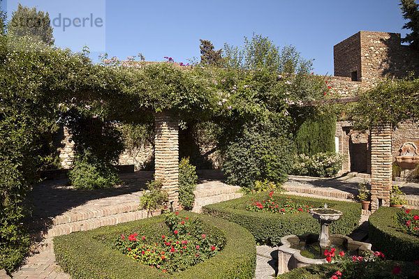 Gartenanlage der Festung Alcazaba  M·laga  Andalusien  Spanien  Europa