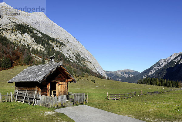 Almkapelle  Eng-Alm  Großer Ahornboden  Karwendel-Gebirge  Rißtal  Tirol  Österreich  Europa  ÖffentlicherGrund