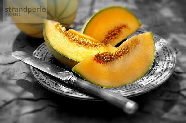 Charentais-Melone  geschnitten