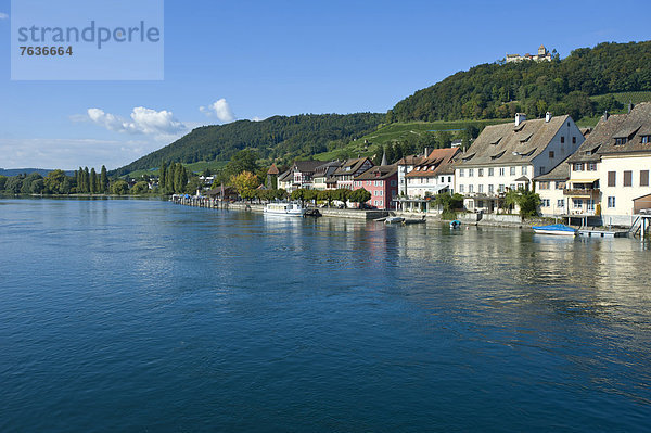 Europa  Palast  Schloß  Schlösser  Stadt  Großstadt  Boot  Fluss  Schaffhausen  Stein am Rhein  Schweiz