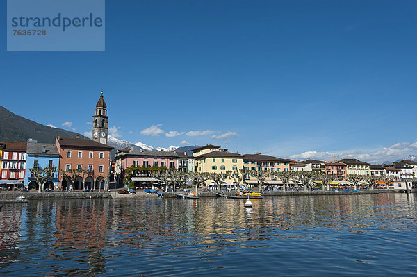 Hafen Europa Wohnhaus Gebäude See Lago Maggiore Ascona Schweiz