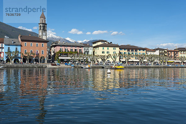 Hafen Europa Wohnhaus Gebäude See Lago Maggiore Ascona Schweiz