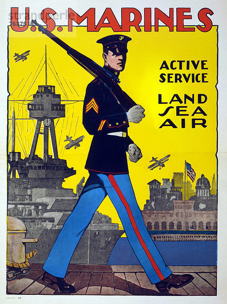 Vereinigte Staaten von Amerika  USA  Europa  Werbung  Militär  Soldat  Dock  Poster  Krieg  Heer  Wachmann  Bewerbung