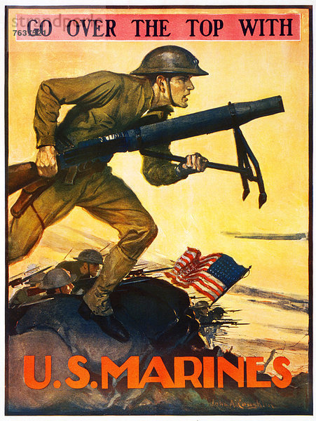 Vereinigte Staaten von Amerika  USA  Mörtel  Europa  Kampf  Waffe  Werbung  Militär  Soldat  Poster  Schlacht  Krieg  amerikanisch  Heer