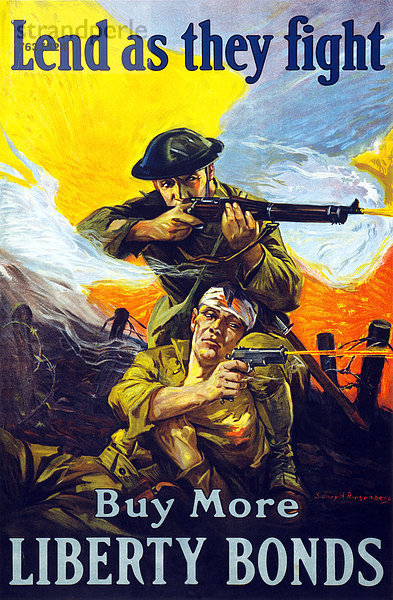 Vereinigte Staaten von Amerika  USA  Europa  Kredit  Kampf  Werbung  Militär  Soldat  Feuer  Poster  Schlacht  Krieg  amerikanisch  Heer